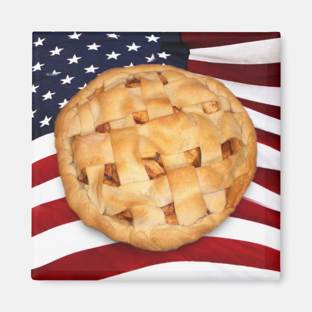 Íman Pizza Americana (Pizza Apple com Bandeira American (Frente)