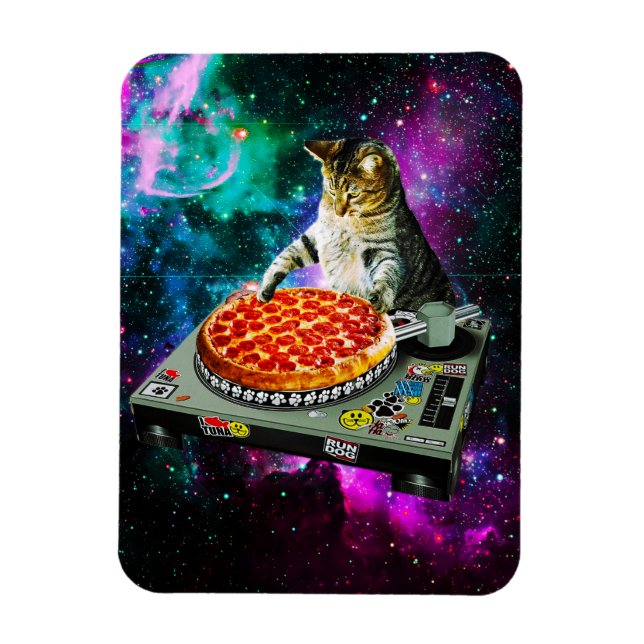 Íman pizza de gato dj espacial (Vertical)