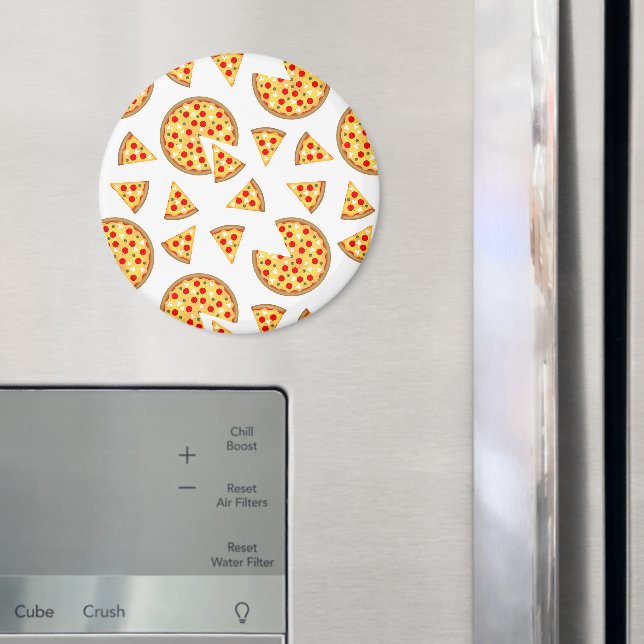 Íman Pizza divertida legal e padrão de fatias em branco (In Situ (Fridge))