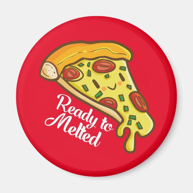 Íman Pizza Engraçada Pronta para o Magnet Derretido (Frente)