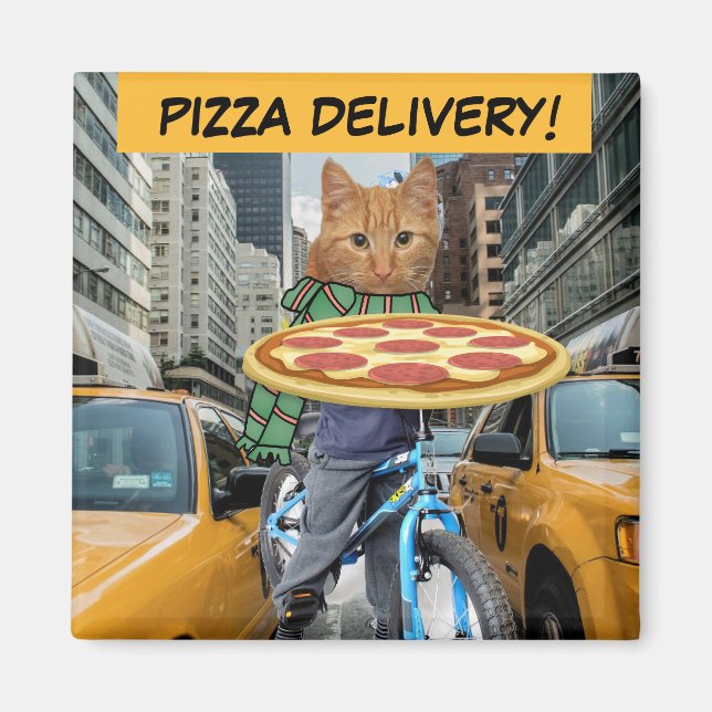 ÍMAN PIZZA - ENTREGA DE PIZZA CAT! ÍMÃS (Frente)