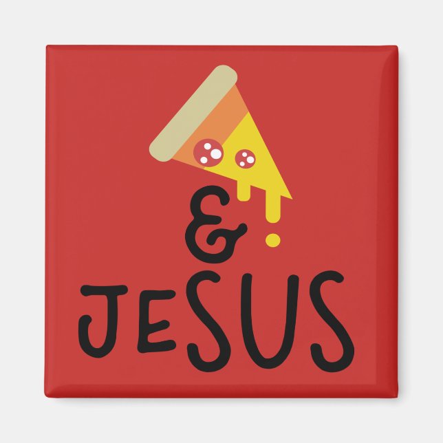 Íman Pizza Pepperoni Jesus Fé Citação Bíblia (Frente)