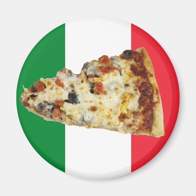Íman Pizza Slice em Cores da Bandeira Italiana (Frente)
