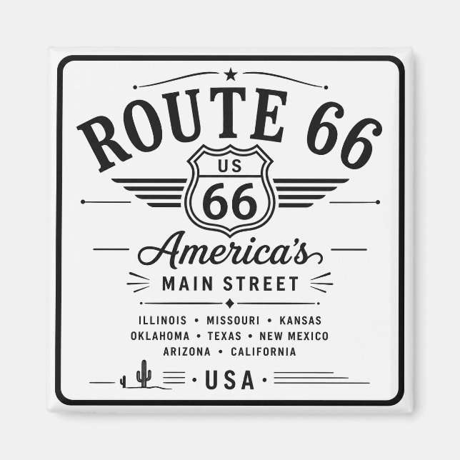 Íman Placa da Rodovia Americana Route 66 (Frente)