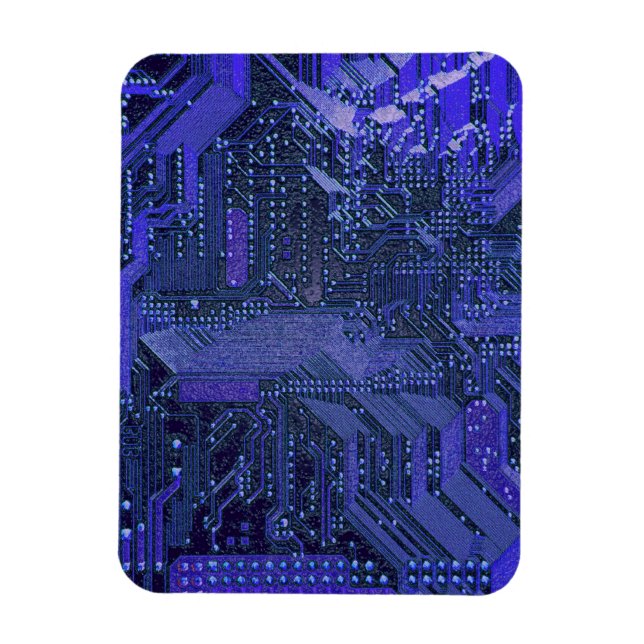 Íman Placa de Circuito Cibernético Azul Arte Eletrônica (Vertical)