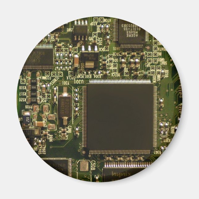 Íman Placa de Circuito Verde Macro | Foto de PCB (Frente)