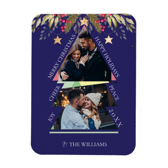 Íman Placa de Férias de Árvore de Fotografias Múltiplas (Vertical)