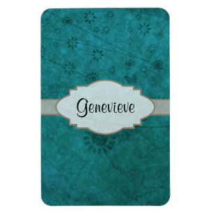 Íman Placa de identificação abstrata floral retro do