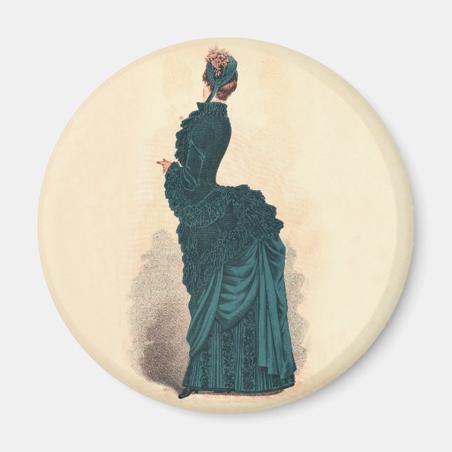 Íman Placa de Moda Vitoriana Antiga: Vestido com Arrast (Frente)