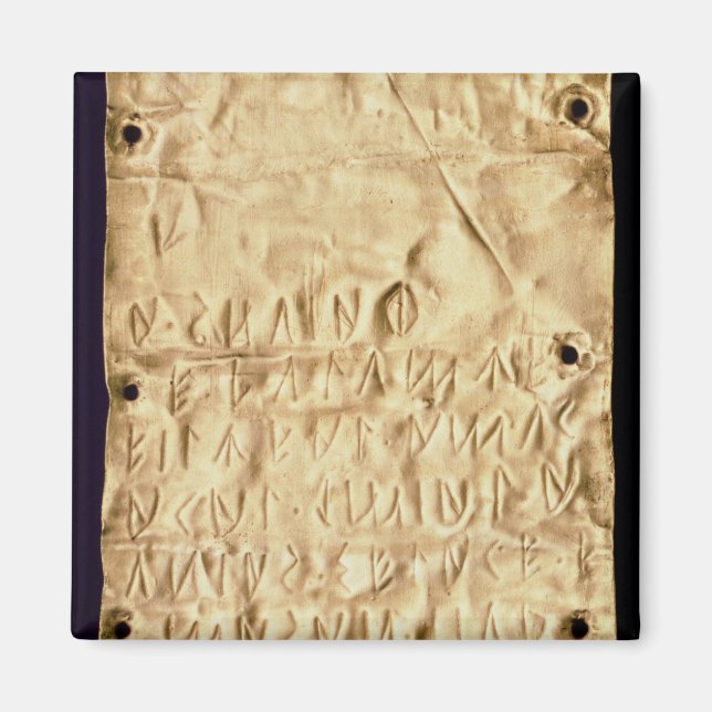 Íman Placa Dourada com a inscrição "breve" da Etruscan, (Frente)