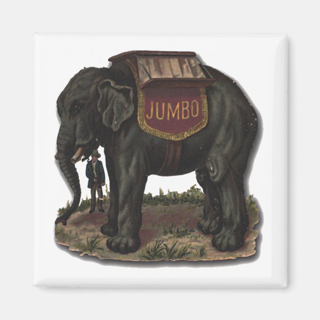 Íman Placa Retroativa de Elefante de Circo Grande Vinta (Frente)