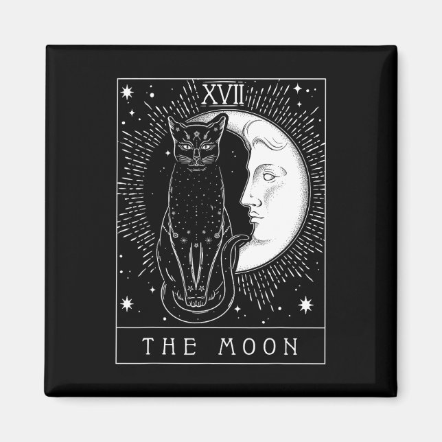 Íman Placa Tarot Crescent Moon E Cat Graphic (Frente)