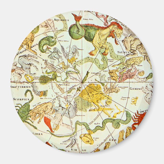 Íman Planisphæ ri Coeleste 1698 - Gráfico de Astrologia (Frente)