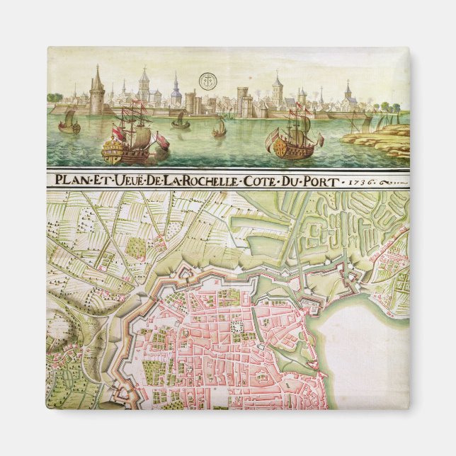 Íman Plano da cidade de La Rochelle, 1736 (Frente)