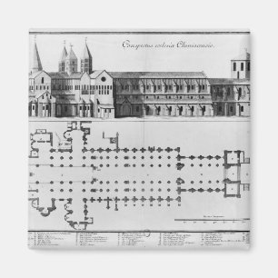 Íman Plano e elevação da abadia de Cluny