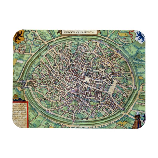 Íman Plano Municipal de Bruges, de Civitates Orbis Terr (Horizontal)