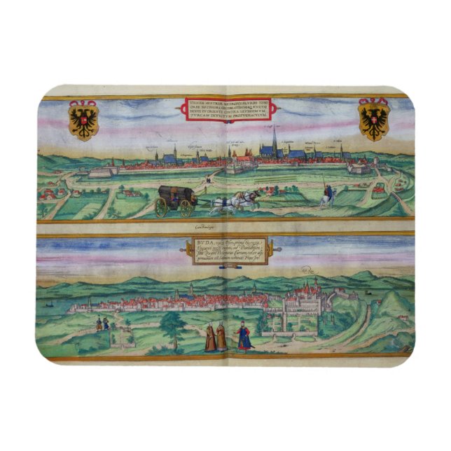 Íman Plano Municipal de Viena e Buda, de Civitates Orbi (Horizontal)