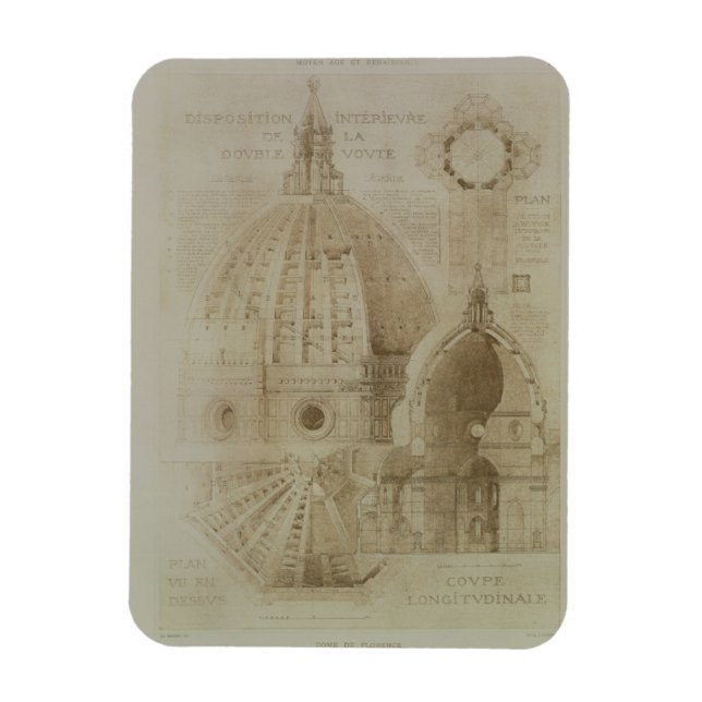Íman Plano, seção e aumento da catedral de Florença, (Vertical)