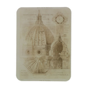 Íman Plano, seção e elevação da catedral de Floren