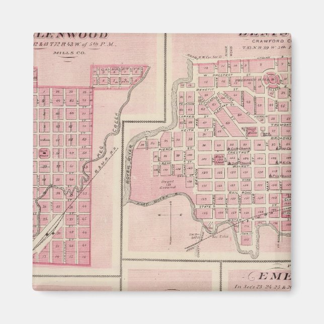 Íman Planos de Glenwood, Denison, Hastings (Frente)