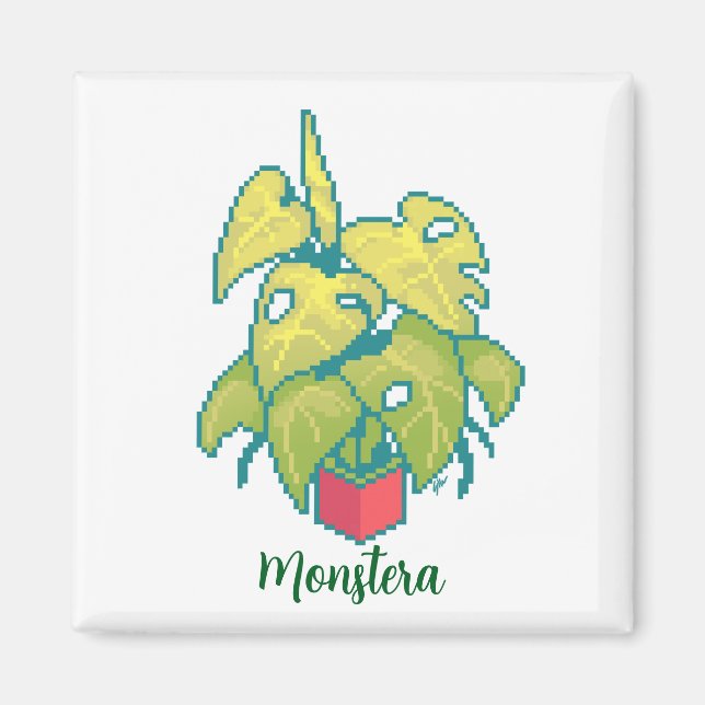 Íman Plant monstera pixelart, Pixel Art (Frente)