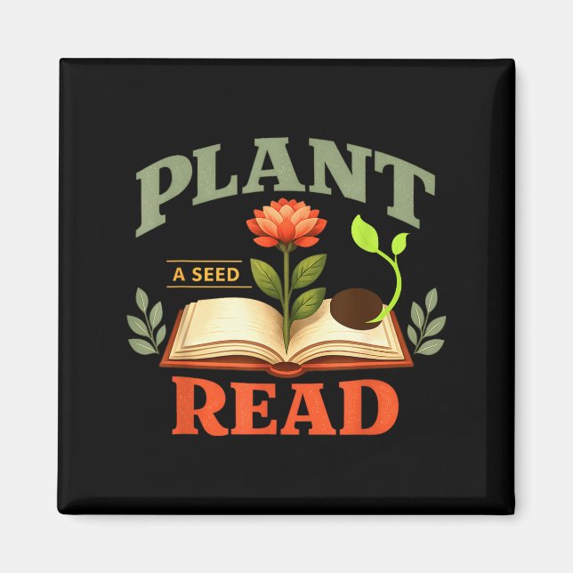 Íman Plante uma semente ler leitor livro biblioteca mãe (Frente)
