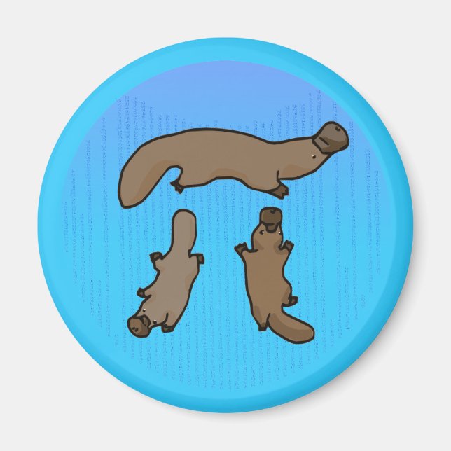 Íman "Platypi" Três Platypuses Pi Grego (Frente)