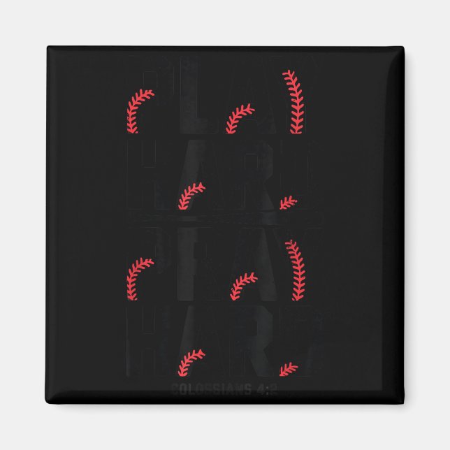 Íman Play Hard Pray Hard Youth Boy Christian Baseball J (Frente)