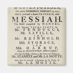 Íman Playbill que anuncia um desempenho