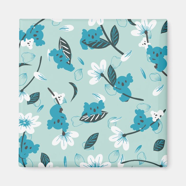Íman Playful Koala Pattern Cute Animal e Nature Art (Frente)