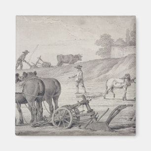 Íman Ploughing os campos