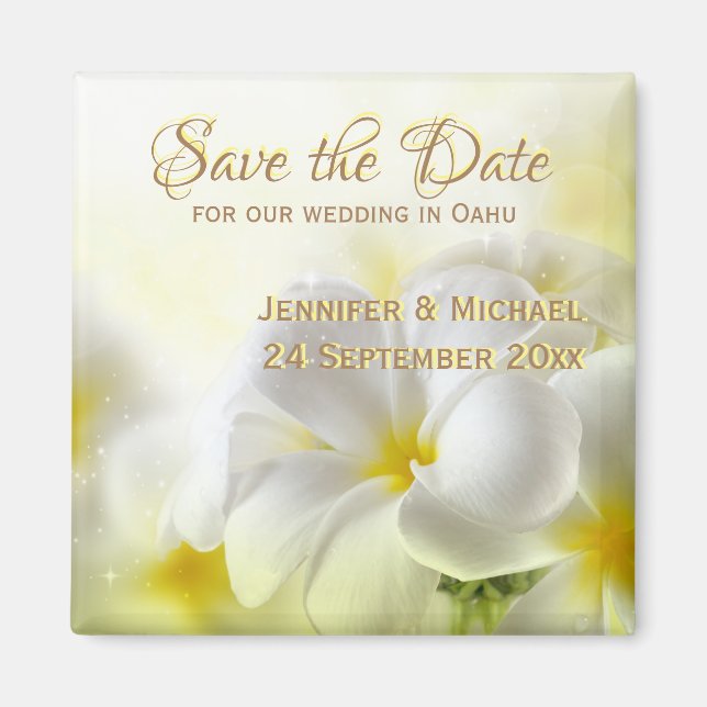 Íman Plumeria Branca Havaiana (Frente)