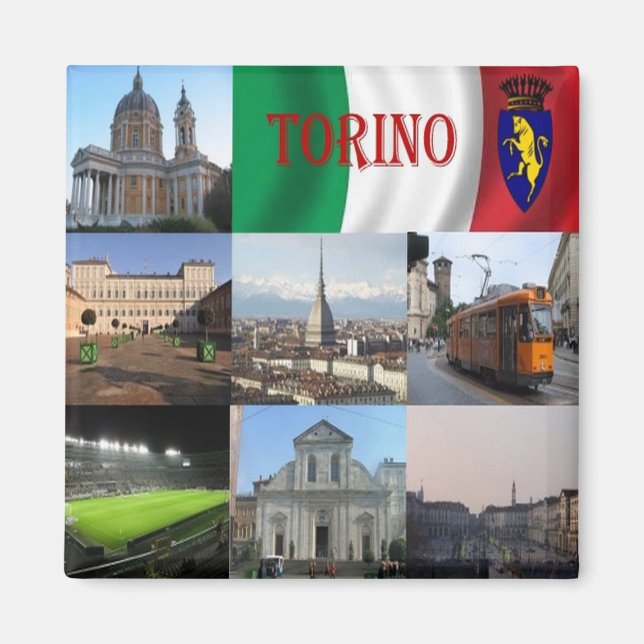 Íman PMT012 TURIN, Mosaico, Piemonte, Itália, Cordilhei (Frente)