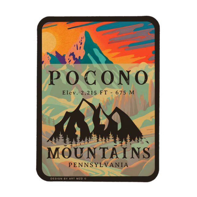 Íman Pocono Mounains Pensilvânia - Retro Souvenirs (Vertical)