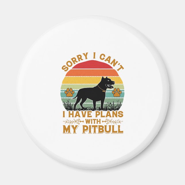 Íman Pode Planos Cachorro Pitbull Retro Pôr do Sol_1 (Frente)