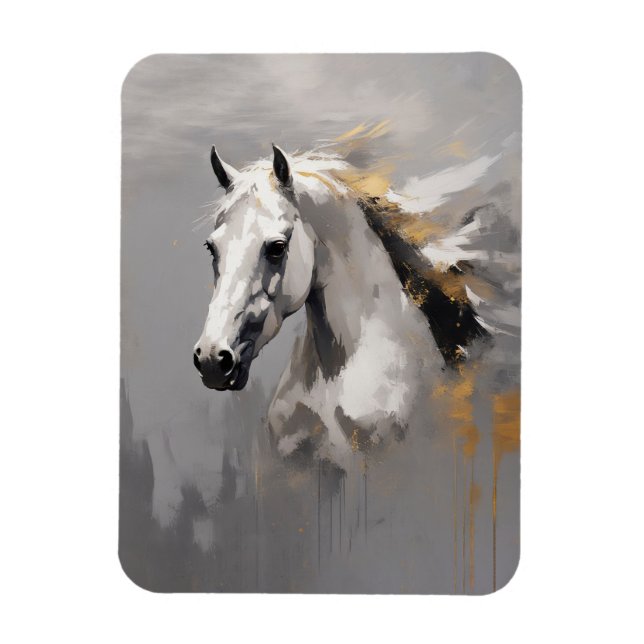 Íman Poderoso Efeito de Óleo de Cavalo Branco Retrato (Vertical)