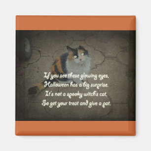 Íman Poema do Dia das Bruxas - gato de chita