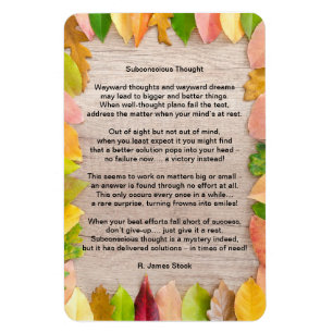 Íman Poema "Pensamento Subconsciente" no flex 4"x6".ím