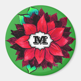 Íman POINSÉTIA CLÁSSICA no VERMELHO