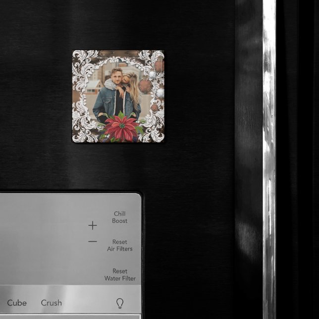 Íman Poinsettia Bauble | Foto de Natal de Ornamentado (Criador carregado)