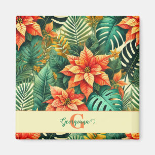 Íman Poinsettia de Natal Tropical Personalizada