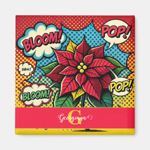 Íman Poinsettia de Pop de Arte de Cartões Retro Persona