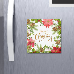 Íman Poinsettia Floral Natal Feriados