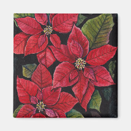 Íman Poinsettia Vibrante Em Aquarela