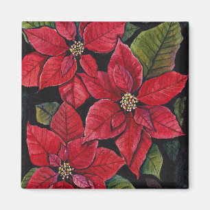 Íman Poinsettia Vibrante Em Aquarela