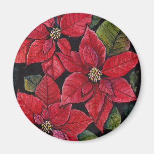 Íman Poinsettia Vibrante Em Aquarela