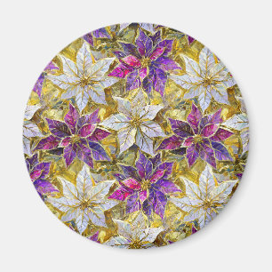 Íman Poinsettias de Natal Rosa Roxo Dourado Branco