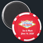 Íman Poker Chip Magnet Casado em Las Vegas<br><div class="desc">O Poker Chip Magnet Casou-se em Las Vegas. Personalize o texto facilmente com o modelo de formulário.</div>