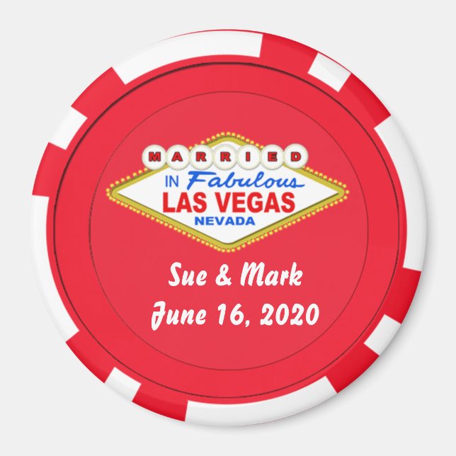 Íman Poker Chip Magnet Casado em Las Vegas (Frente)
