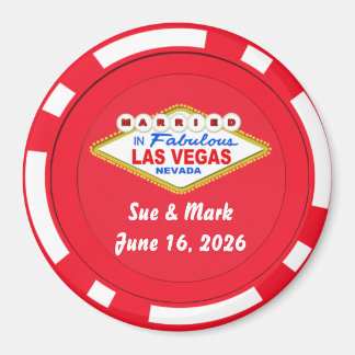 Íman Poker Chip Magnet Married in Las Vegas